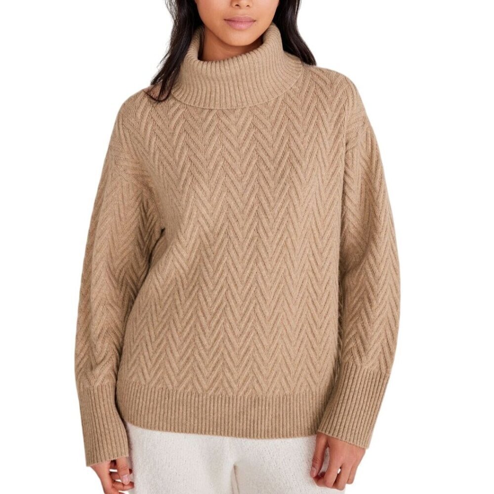 Haven Well Within Merino Cashmere Chevron Turtleneck Sweater Size XXL